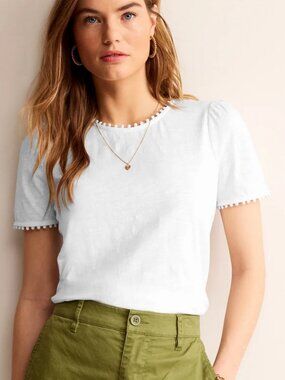 BNWT Boden Ali Jersey T-shirt, white, US 20/22